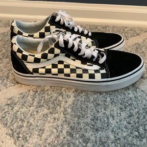 WOMEN'S VANS black white checker shoes M 8, W 9.5